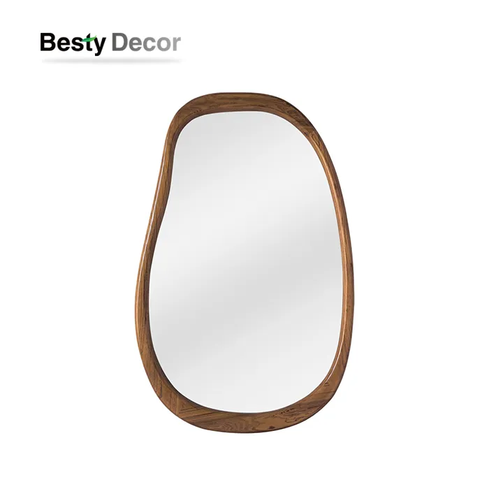 Cermin Berbingkai Kayu Pepejal Tidak Teratur
