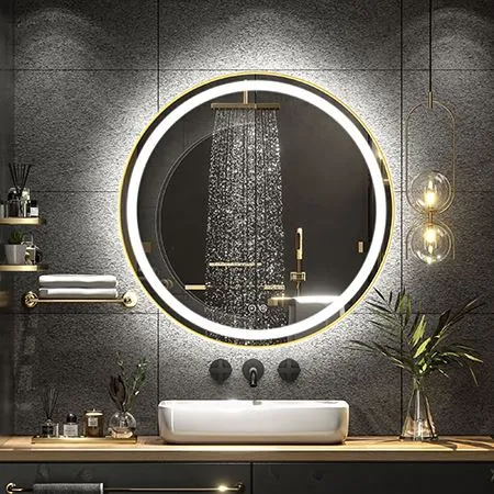 Cermin LED Sentuhan Pintar Dengan Bingkai Aloi Aluminium